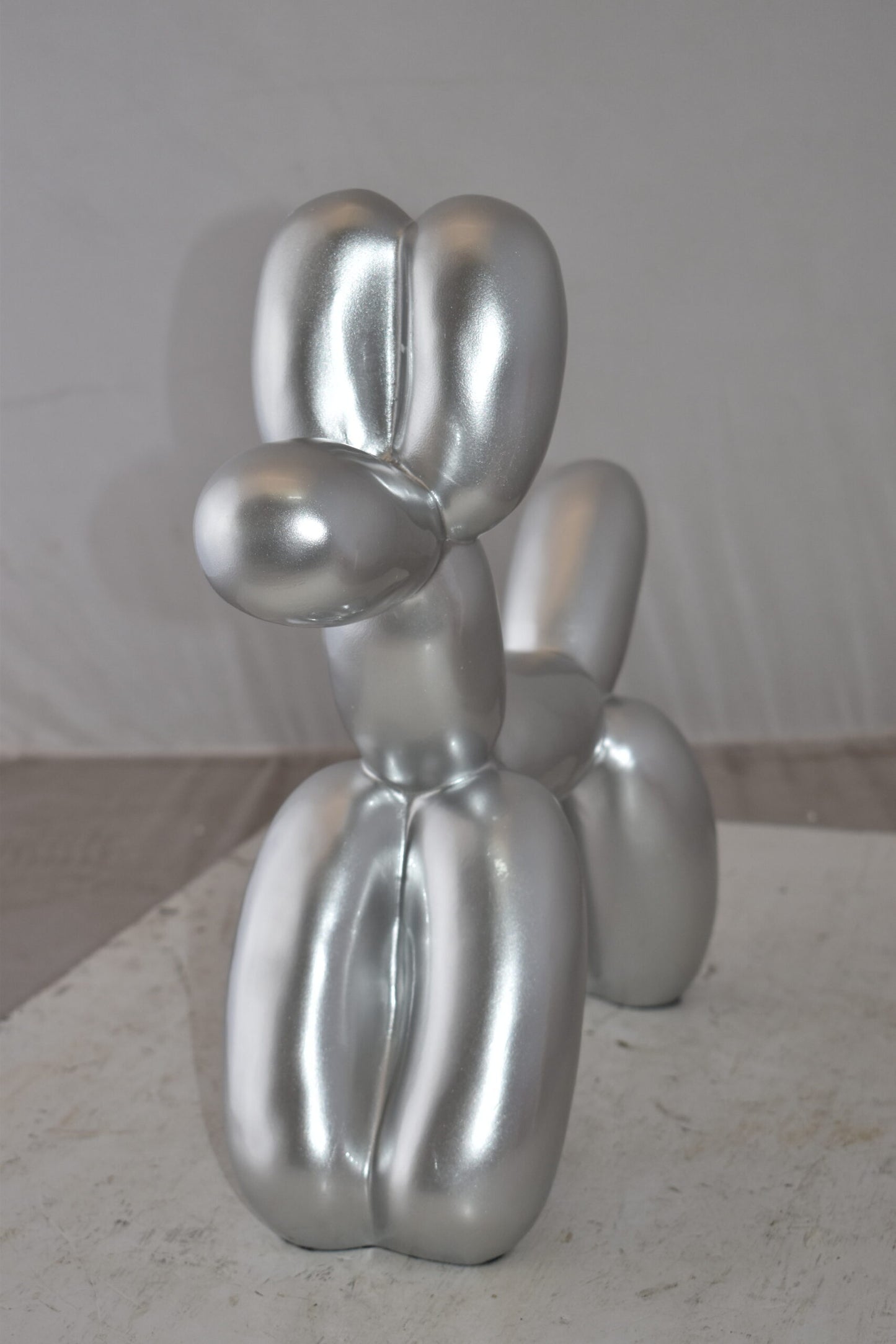 Silver Finish Balloon Dog Statue Made of Resin Size: 16" x 6" x 15"H