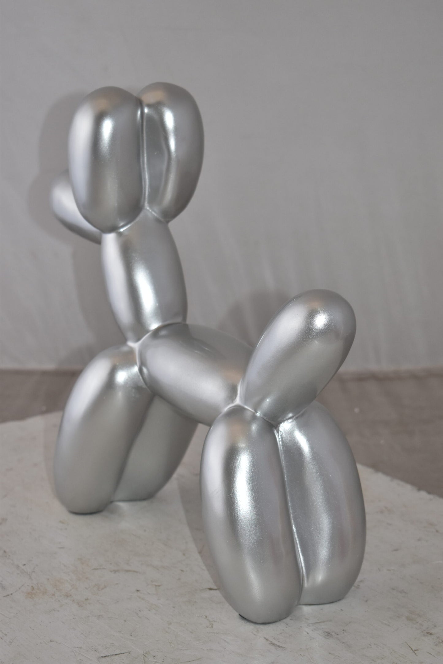 Silver Finish Balloon Dog Statue Made of Resin Size: 16" x 6" x 15"H