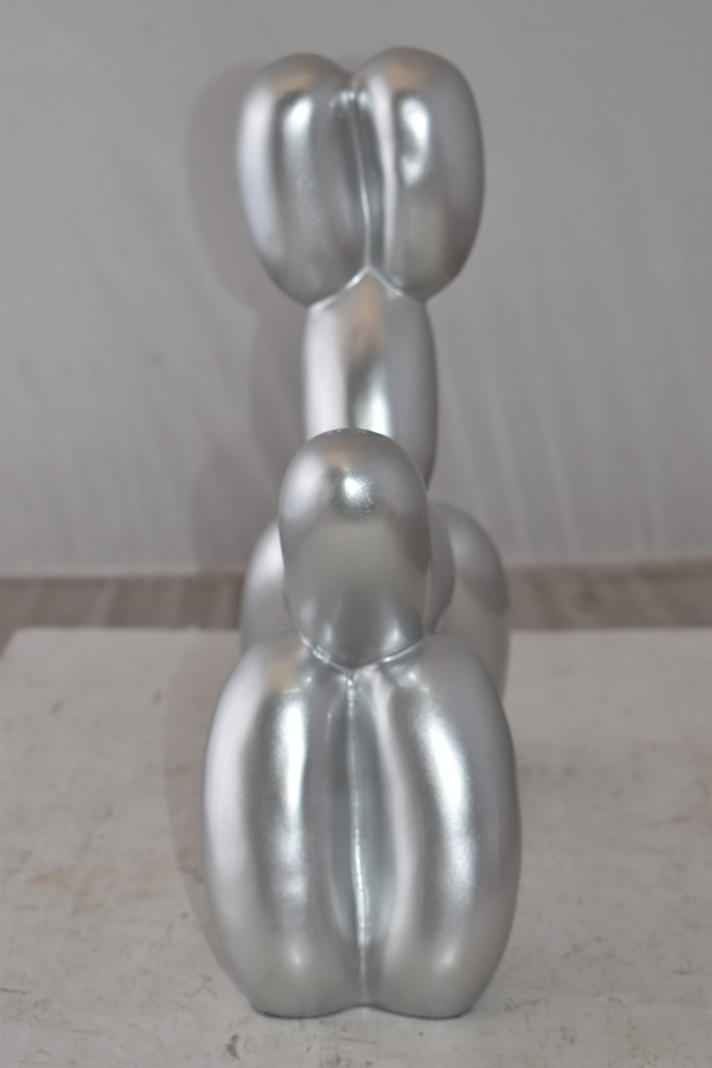 Silver Finish Balloon Dog Statue Made of Resin Size: 16" x 6" x 15"H