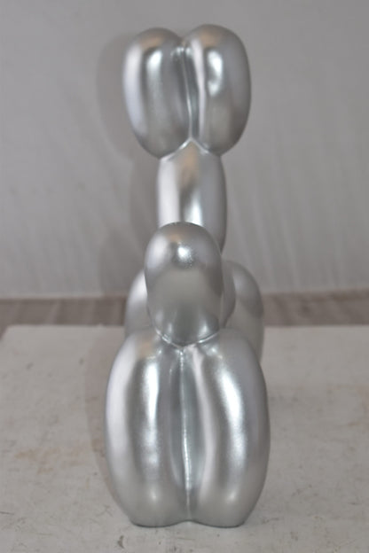 Silver Finish Balloon Dog Statue Made of Resin Size: 16" x 6" x 15"H