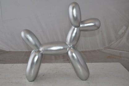 Silver Finish Balloon Dog Statue Made of Resin Size: 16" x 6" x 15"H