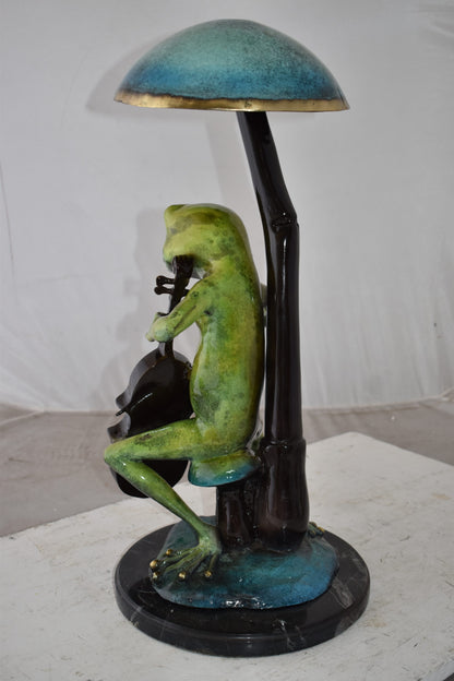 Frog Playing Cello colored Bronze Statue Size: 12" x 11" x 24"H