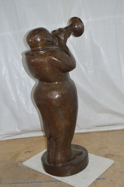 Musician playing the trumpet bronze statue -  Size: 24"L x 20"W x 56"H.