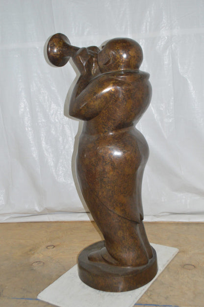 Musician playing the trumpet bronze statue -  Size: 24"L x 20"W x 56"H.