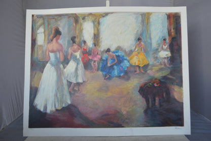 Dancing Lesson serigraph by Hedva Firenci -  Size: 33"L x 25"W