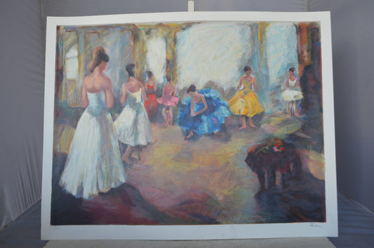 Dancing Lesson serigraph by Hedva Firenci -  Size: 33"L x 25"W