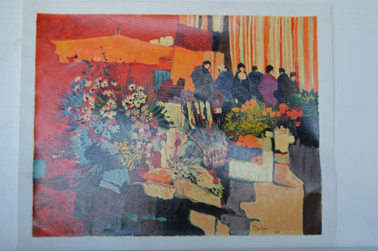 La Vie en Rouge Serigraph by Claude Fauchere -  Size: 25"L x 19"W
