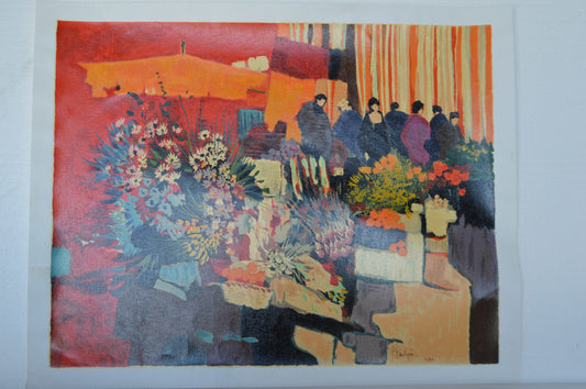 La Vie en Rouge Serigraph by Claude Fauchere -  Size: 25"L x 19"W