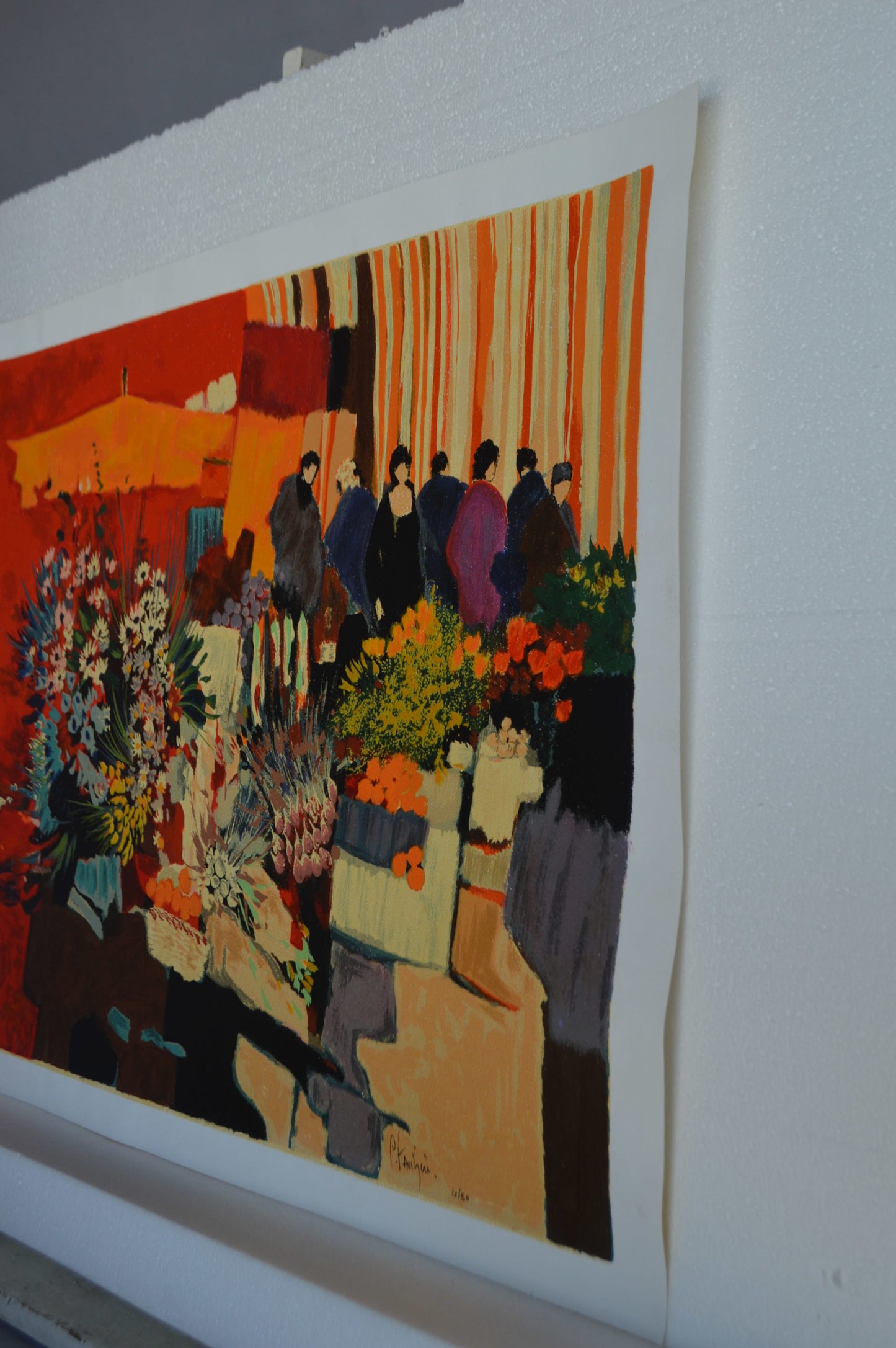 La Vie en Rouge Serigraph by Claude Fauchere -  Size: 25"L x 19"W