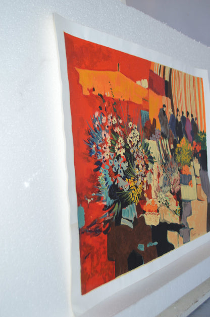 La Vie en Rouge Serigraph by Claude Fauchere -  Size: 25"L x 19"W