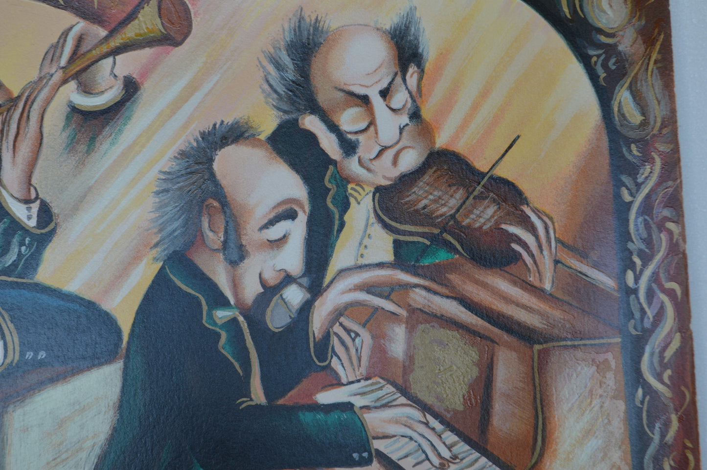Musicians painting Serigraph by Dor -  Size: 33"L x 22"W