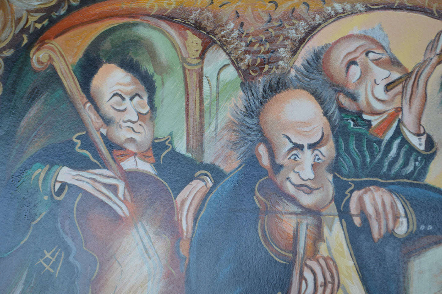 Musicians painting Serigraph by Dor -  Size: 33"L x 22"W