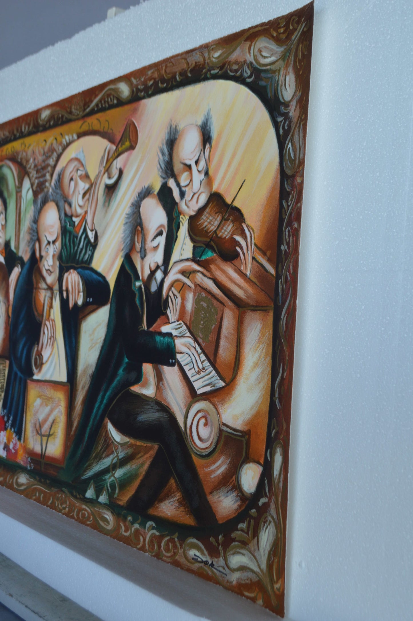 Musicians painting Serigraph by Dor -  Size: 33"L x 22"W