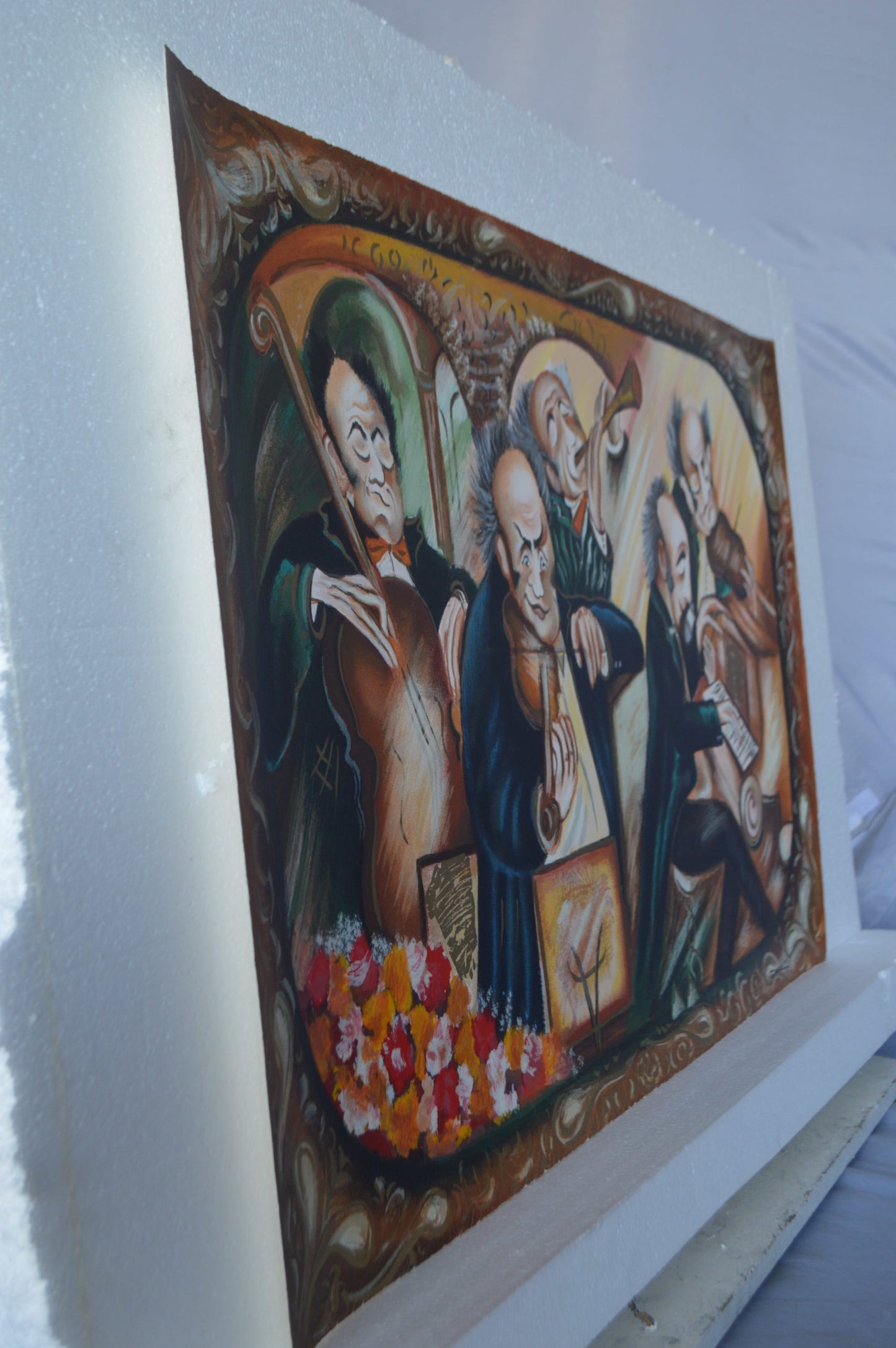 Musicians painting Serigraph by Dor -  Size: 33"L x 22"W