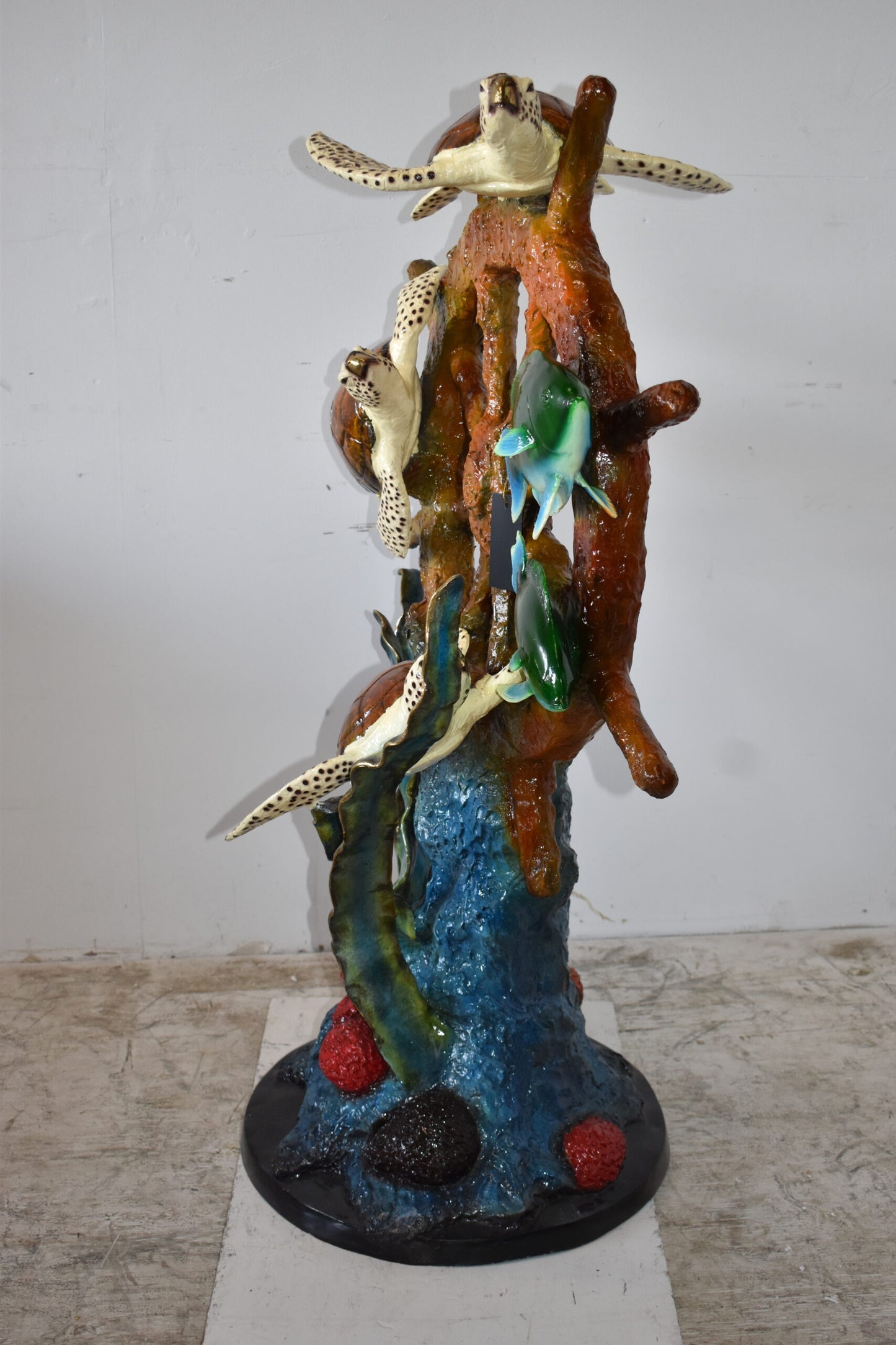 Sunken Nautical Wheel with Sea Creatures Bronze Statue Size: 39" x 23" x 51"H