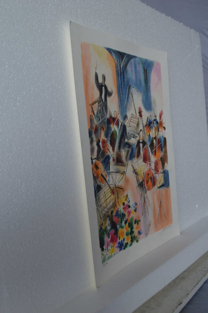 Piano and Strings Serigraph by Michael Rozenvain -  Size: 18"L x 13"W