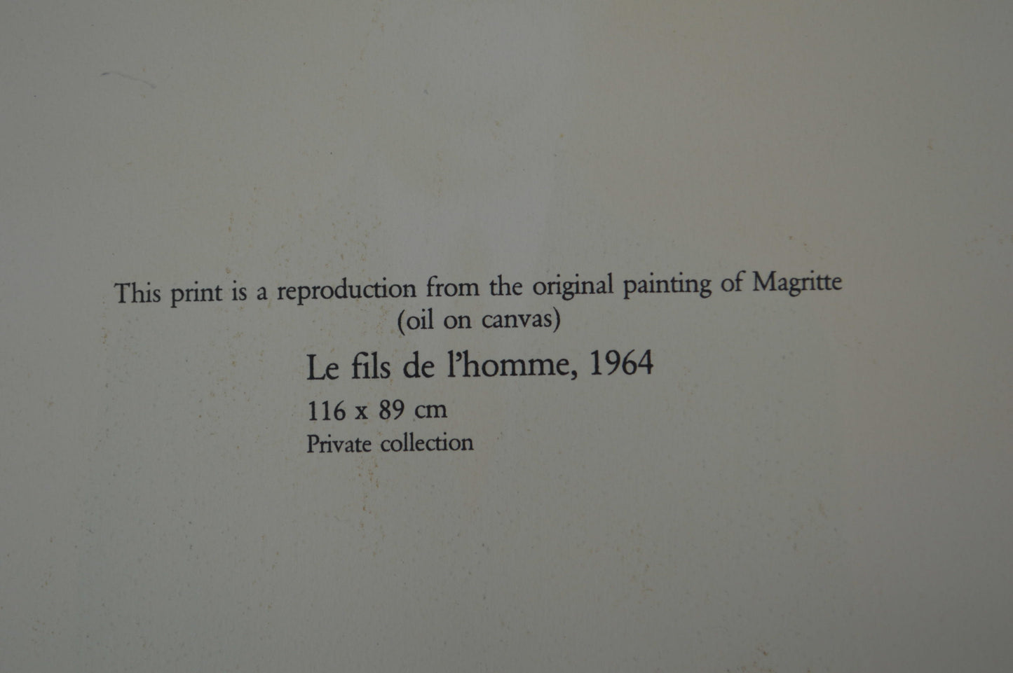 Son of Man by Magritte signed and sealed -  Size: 14"L x 19"W