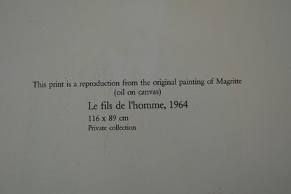 Son of Man by Magritte signed and sealed -  Size: 14"L x 19"W