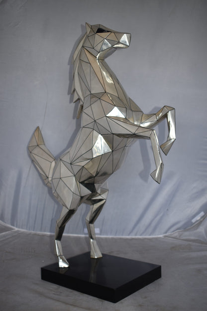 Modern Textiled Ferrari Horse Silver Finish Bronze Statue Size: 30" x 11" x 38"H