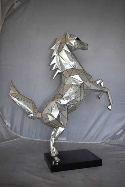 Modern Textiled Ferrari Horse Silver Finish Bronze Statue Size: 30" x 11" x 38"H