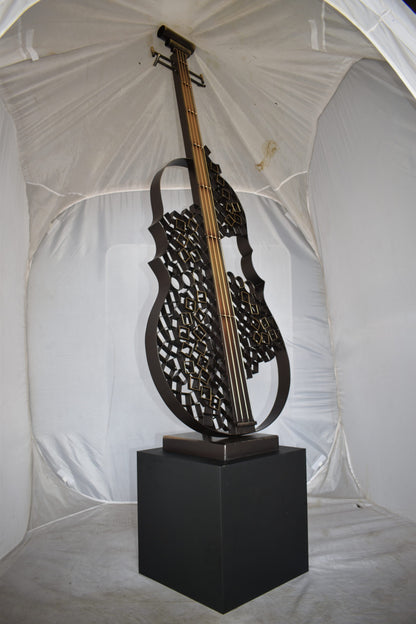 Creative And Modern Metal Guitar on Base Art Piece Size: 21" x 18" x 71"H