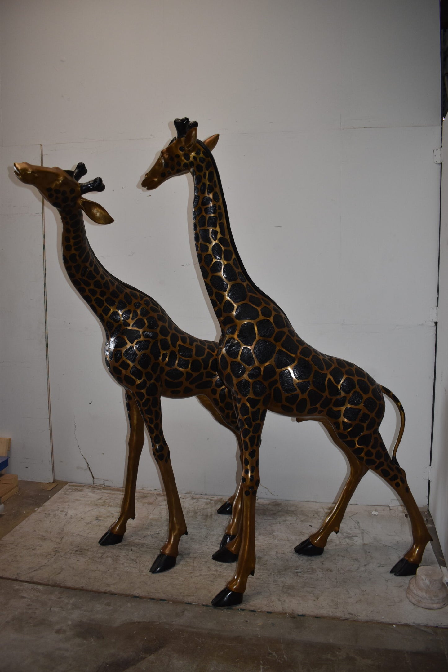 Pair of Young Playful Giraffes Bronze Statue Size: 54" x 18" x 89"H