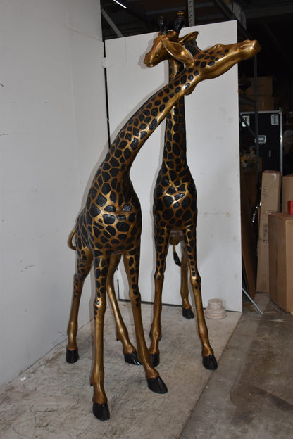 Pair of Young Playful Giraffes Bronze Statue Size: 54" x 18" x 89"H