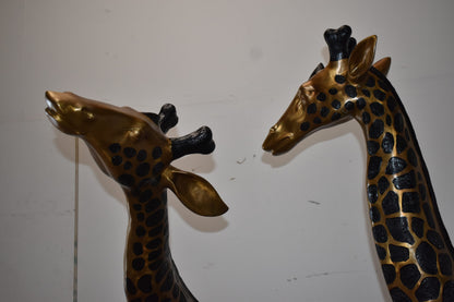 Pair of Young Playful Giraffes Bronze Statue Size: 54" x 18" x 89"H