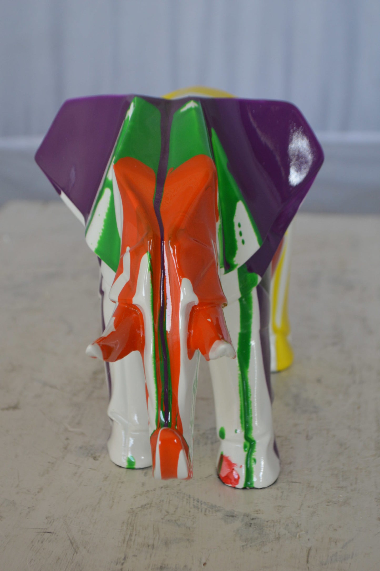 Modern art multicolored elephant resin statue -  Size: 12"L x 6"W x 8"H.