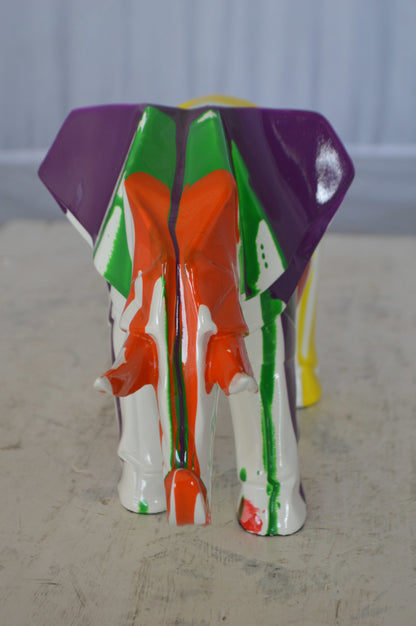Modern art multicolored elephant resin statue -  Size: 12"L x 6"W x 8"H.