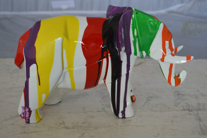 Modern art multicolored elephant resin statue -  Size: 12"L x 6"W x 8"H.