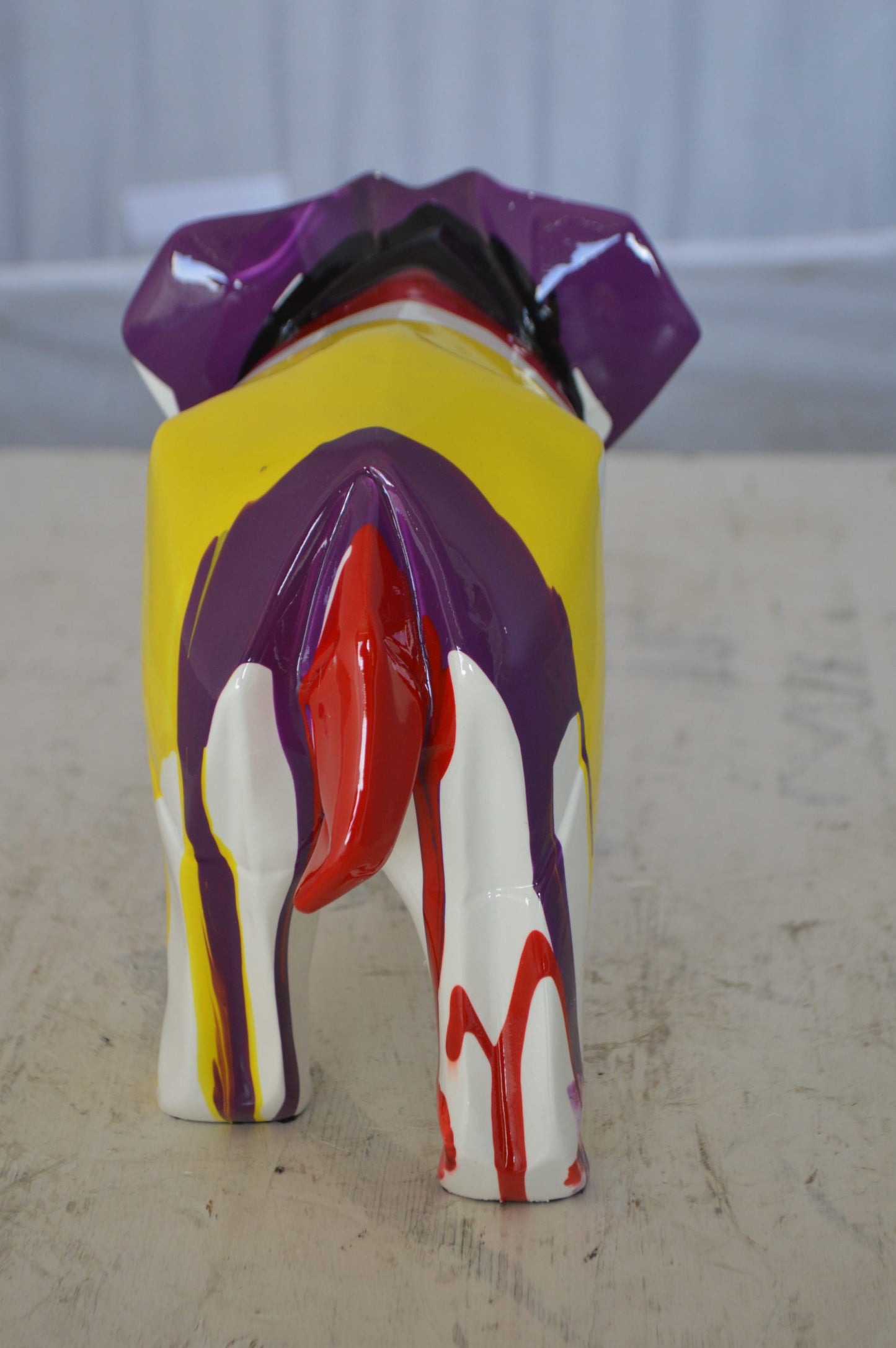 Modern art multicolored elephant resin statue -  Size: 12"L x 6"W x 8"H.