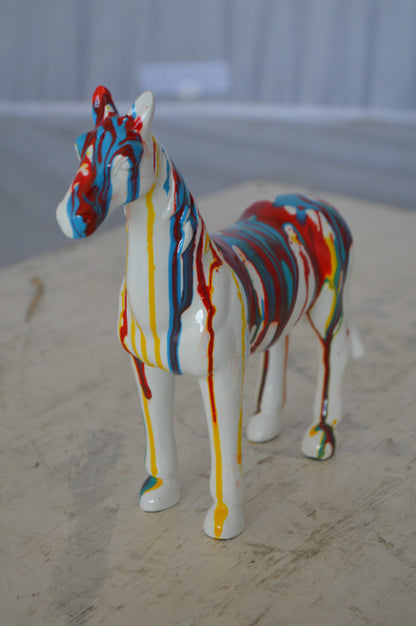 Modern art multicolored horse resin statue -  Size: 8"L x 2"W x 8"H.