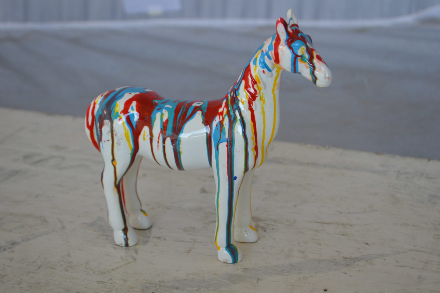 Modern art multicolored horse resin statue -  Size: 8"L x 2"W x 8"H.