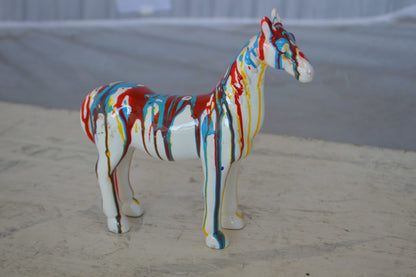 Modern art multicolored horse resin statue -  Size: 8"L x 2"W x 8"H.