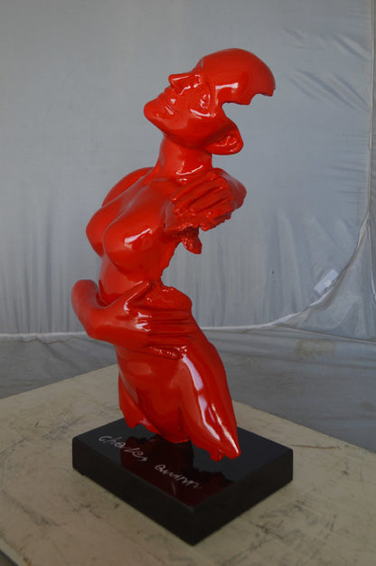 Modern resin statue of a woman hugged by a men -  Size: 13"L x 9"W x 24"H.