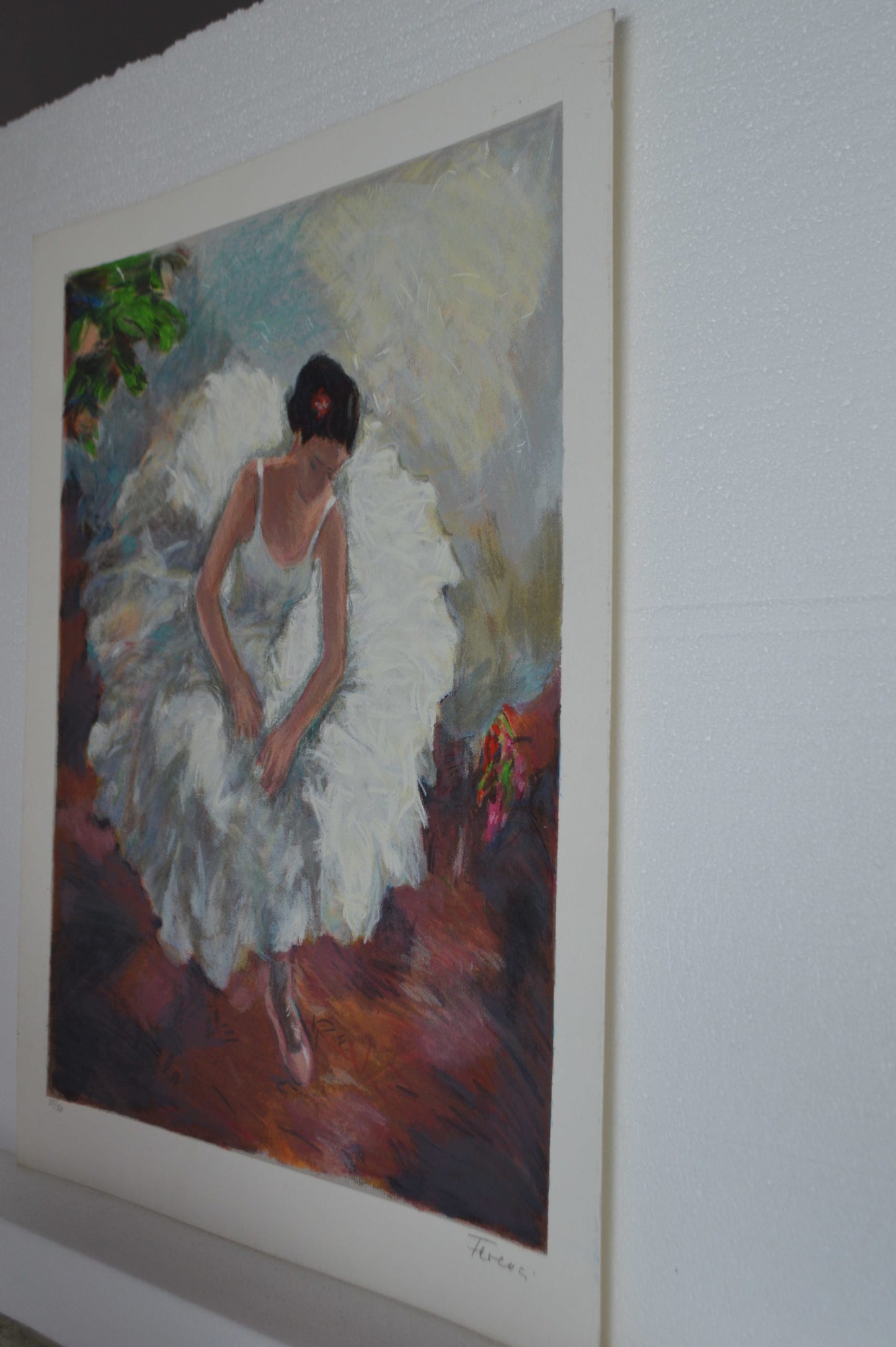White Dancer serigraph by Hedva Firenci -  Size: 15"L x 20"W