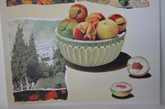 Jerusalem landscape and Fruit serigraph, Arie Azene -  Size: 18"L x 26"W