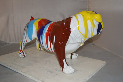 Modern art resin multicolored Bulldog statue -  Size: 28"L x 12"W x 16"H.