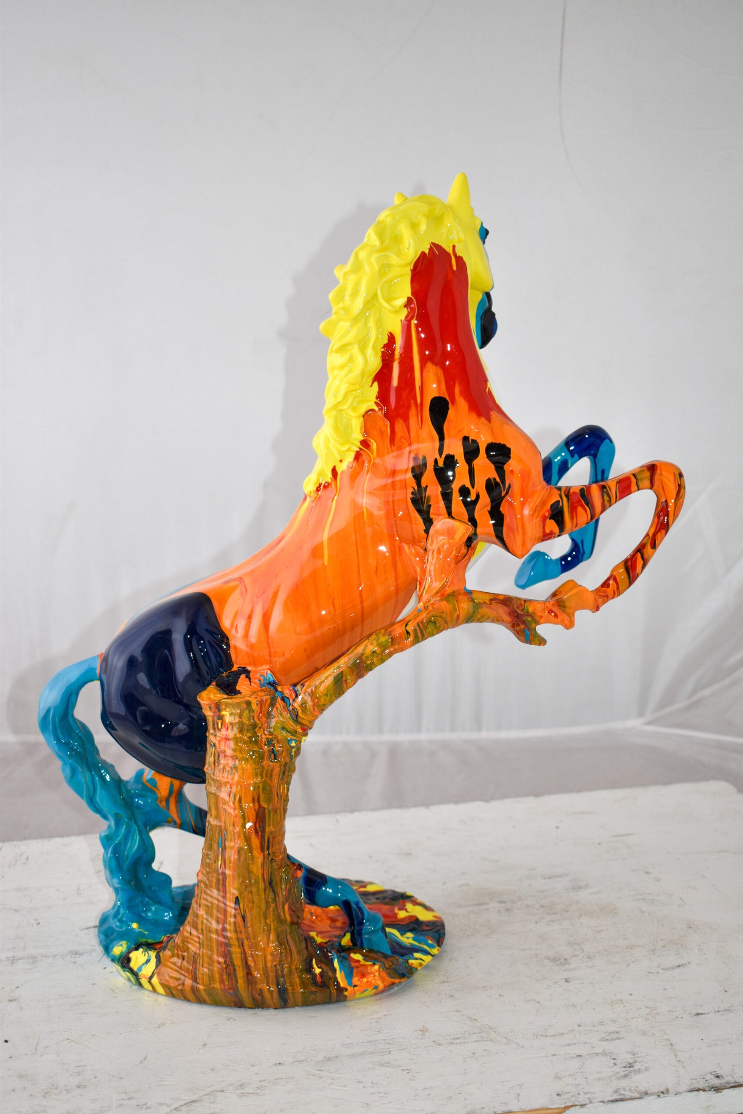 Rearing Horse Color Painted Made of Resin Size: 19" x 8" x 21"H