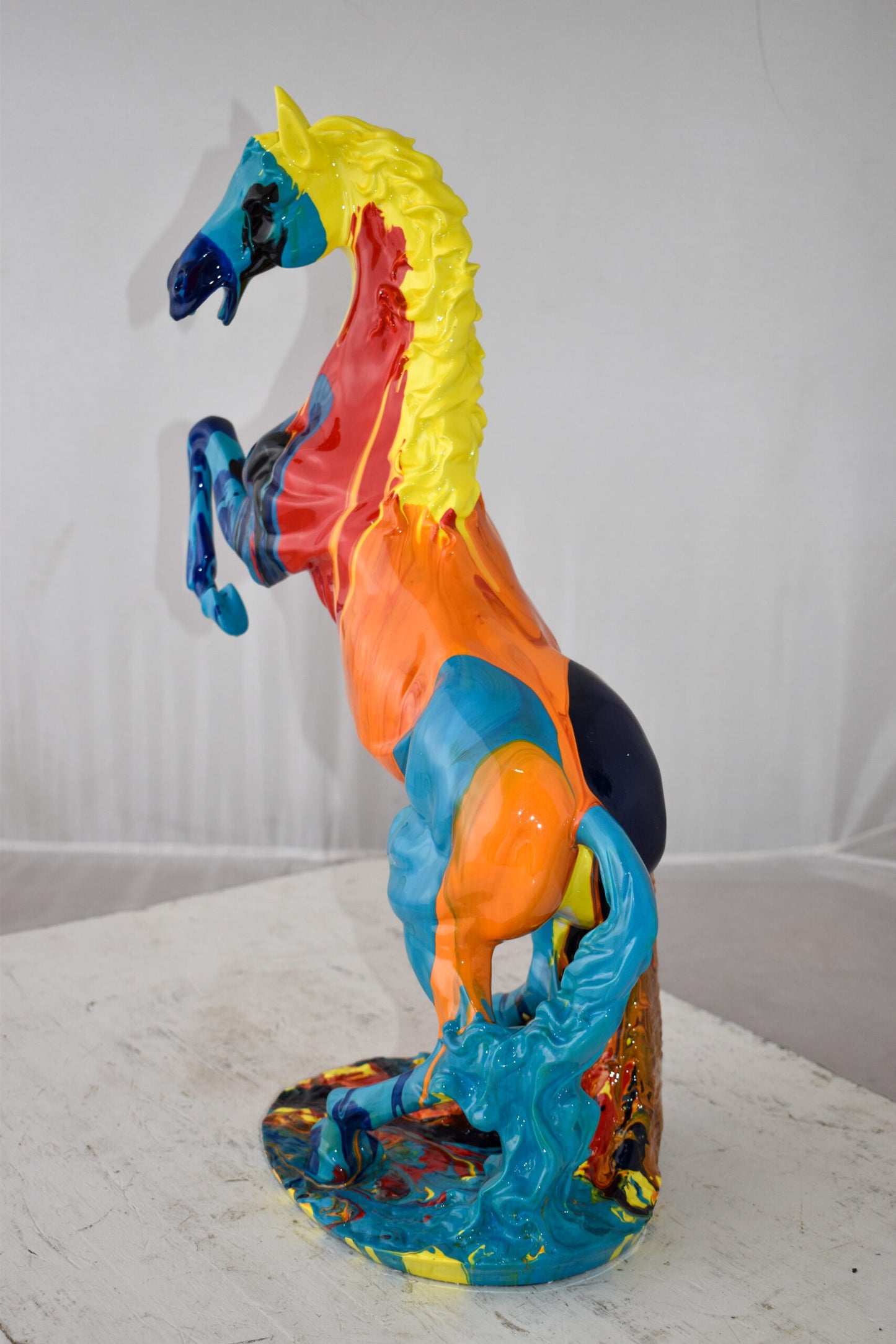 Rearing Horse Color Painted Made of Resin Size: 19" x 8" x 21"H