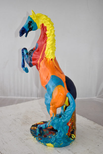 Rearing Horse Color Painted Made of Resin Size: 19" x 8" x 21"H