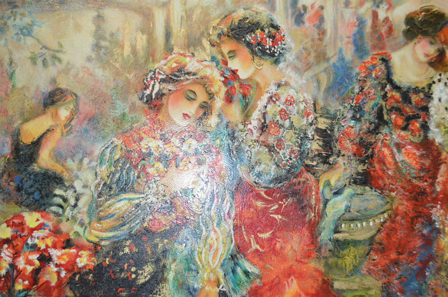 Ladies with Flowers serigraph by Sevitt Francis -  Size: 36"L x 26"W