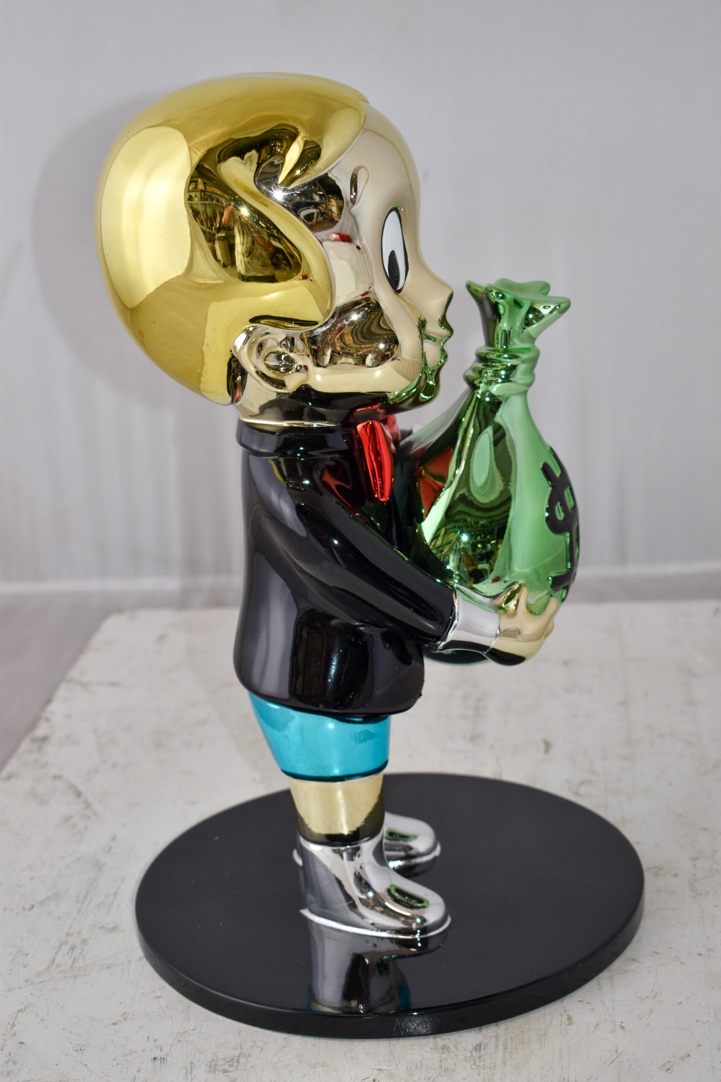Monopoly Child Holding Money Bag Resin Statue Small Size: 1" x 10" x 15"H