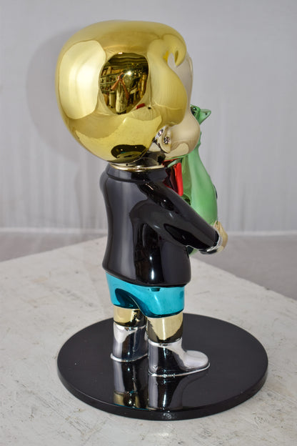 Monopoly Child Holding Money Bag Resin Statue Small Size: 1" x 10" x 15"H