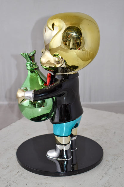 Monopoly Child Holding Money Bag Resin Statue Small Size: 1" x 10" x 15"H