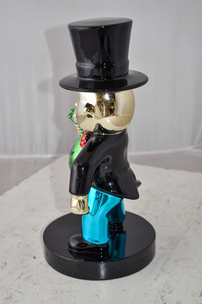 Frowning Monopoly Man Holding Money Bag Resin Statue Small Size: 7" x 8" x 15"H