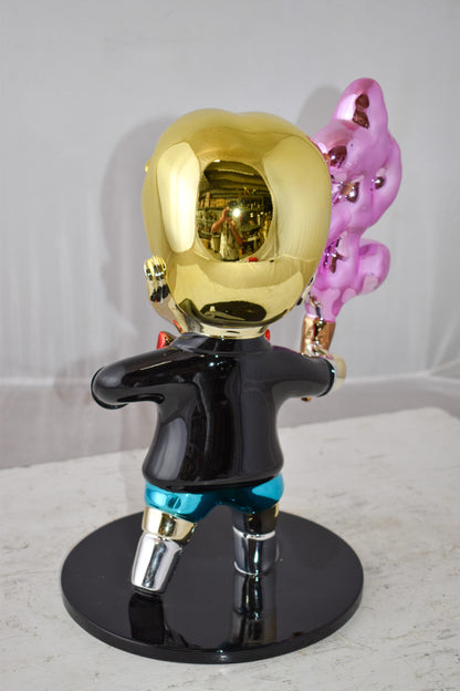 Cartoon Monopoly Girl with Money Cotton Candy Resin Statue 12" x 10" x 15"H