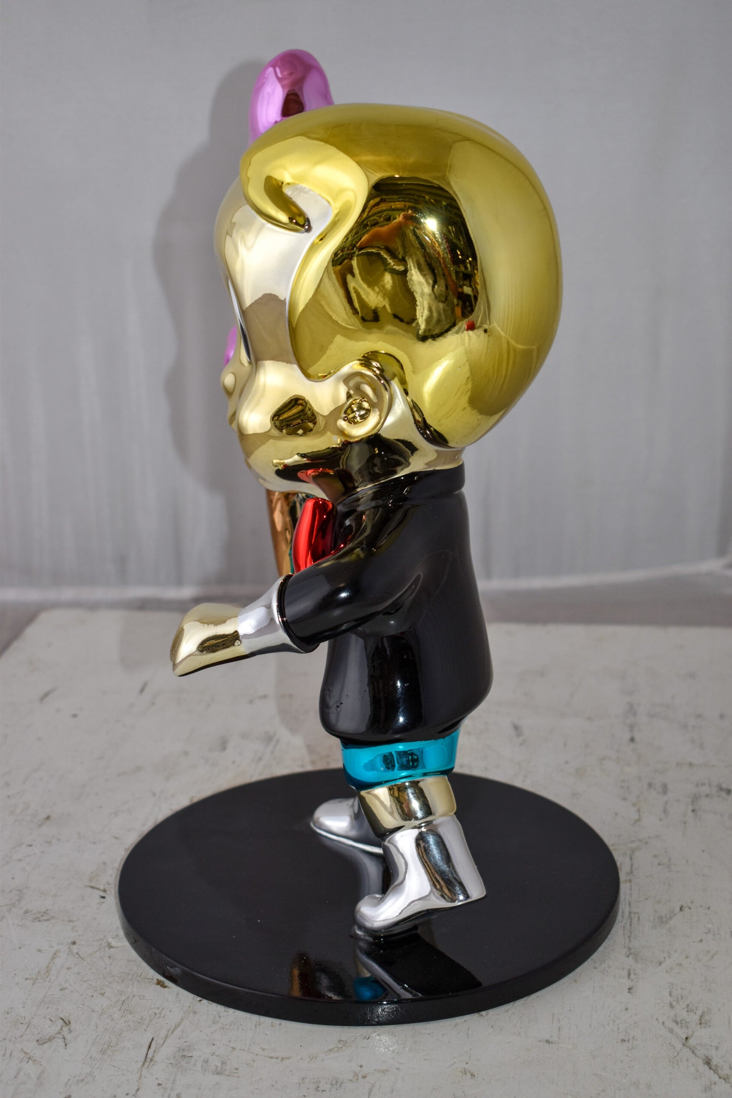 Cartoon Monopoly Girl with Money Cotton Candy Resin Statue 12" x 10" x 15"H