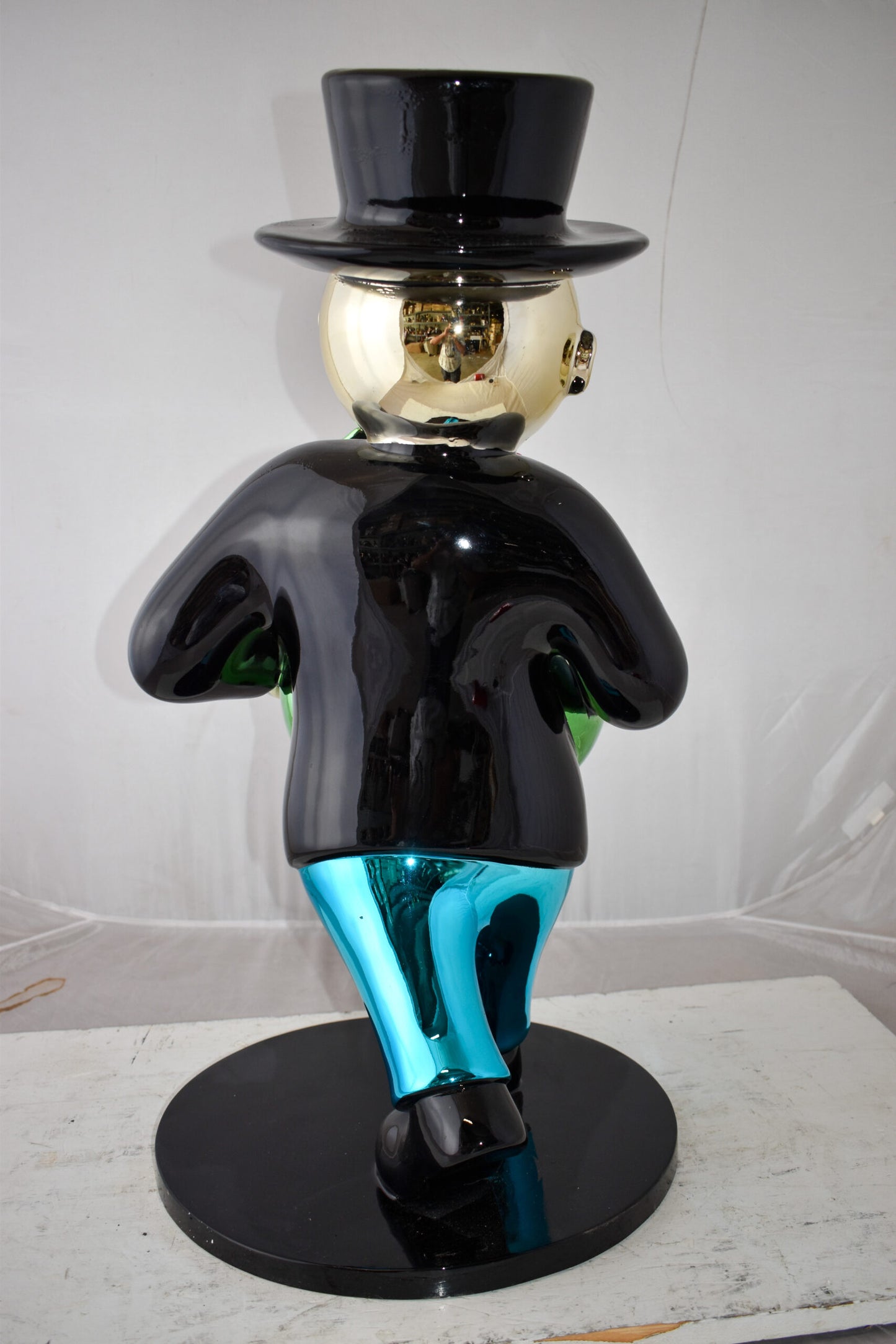 Casual Monopoly Man Holding Money Bag Resin Statue Large Size: 16" x 16" x 32"H